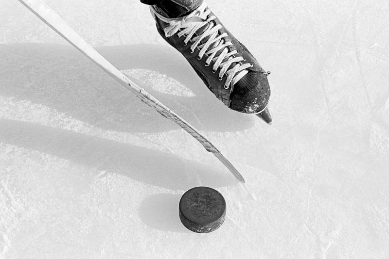 hockey skate and puck